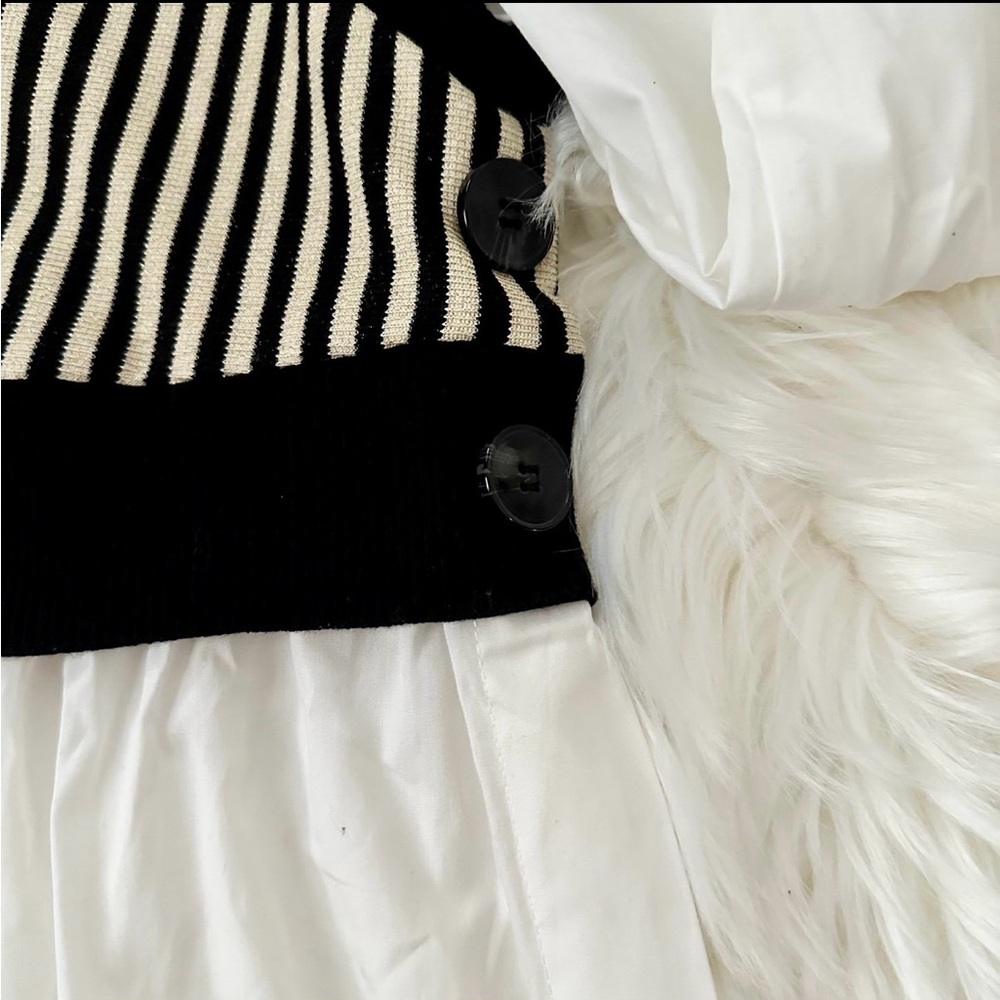 Anthropologie Maeve Black and White Striped Vest with White Blouse - Picture 2 of 5